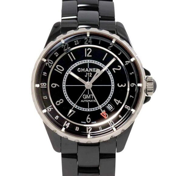 CHANEL J12 GMT H3102 38mm Automatic Black Ceramic Mens Watch - Picture 1 of 8